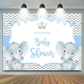 Lofaris It’S Twins Two Baby Blue Elephants Shower Backdrop